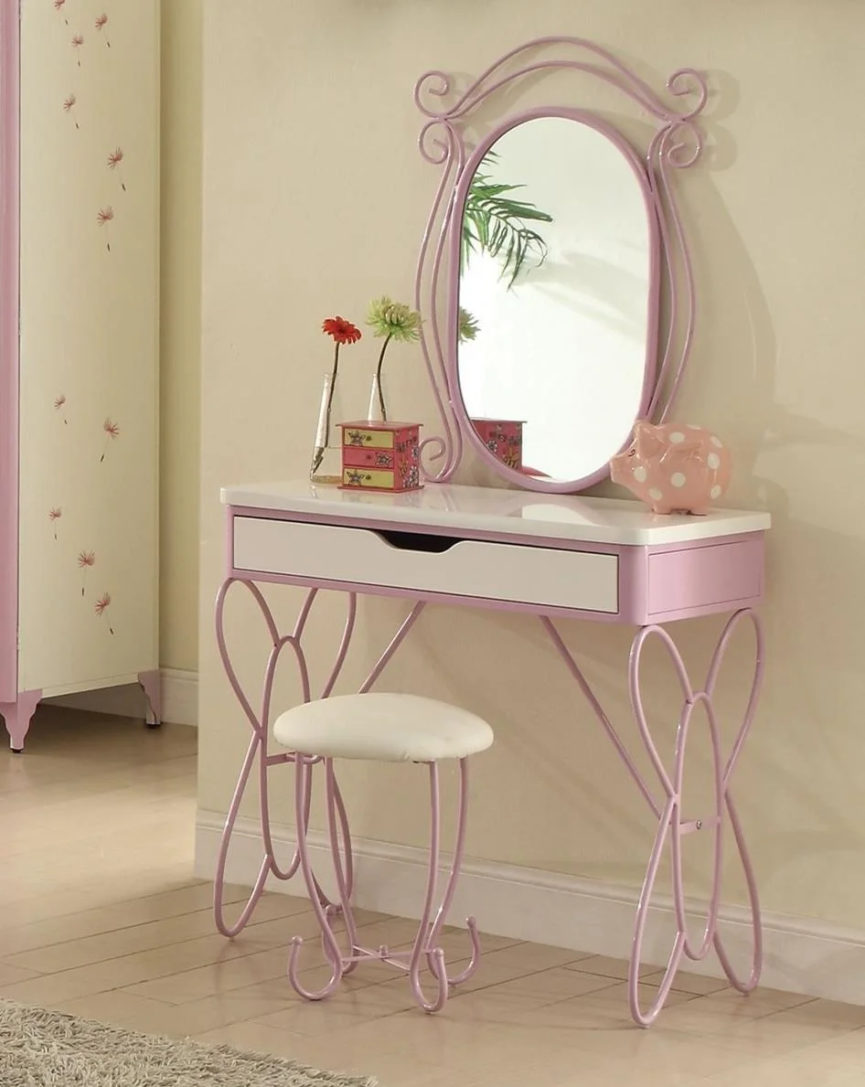 Acme Furniture Priya II 30539 Butterfly Vanity Set with Storage Drawer